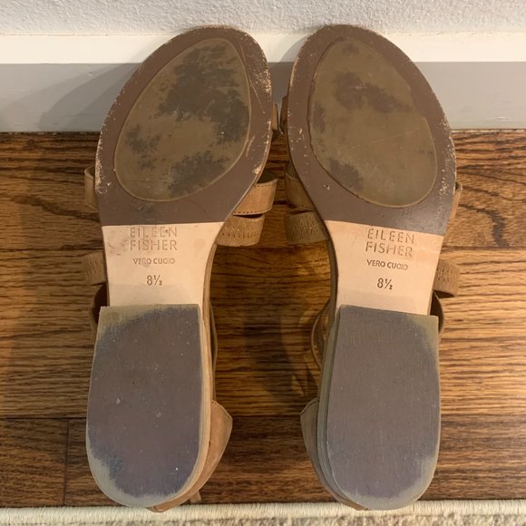 Eileen Fisher Eva Sandal in Tan Brown Nubuck Leather, Sz  8 1/2 - Picture 8 of 12